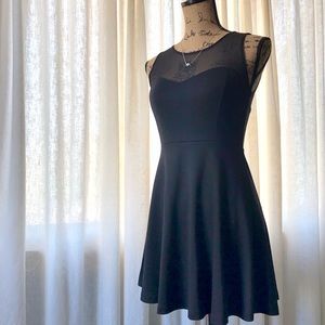 Black Mesh Skater Dress